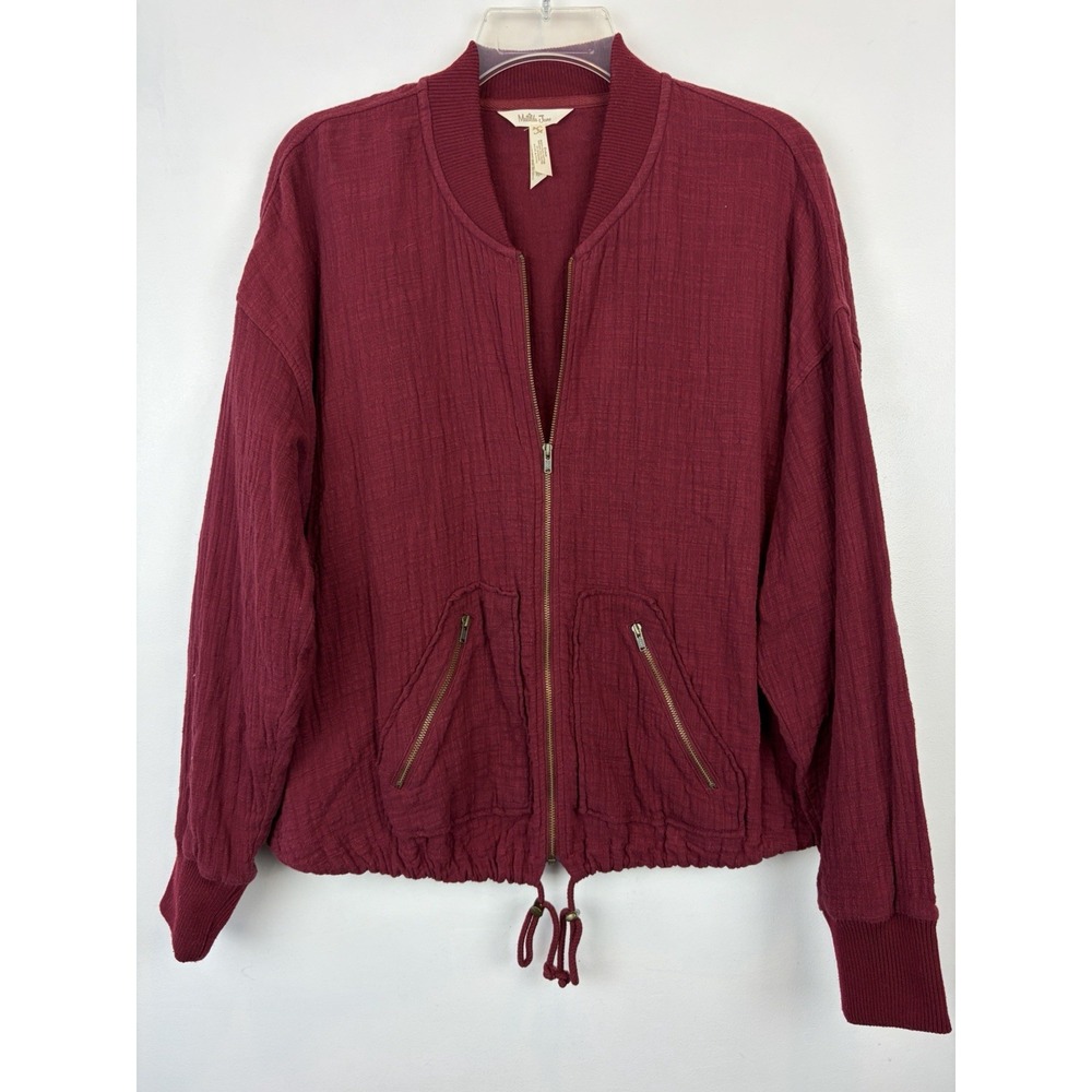 Matilda Jane Bomber Jacket Small Storyteller Gauze Zip Lightweight Burgundy